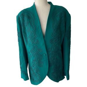 Orlando Rossi Vintage Jade Green Embellished Jacket SZ 20 NWT